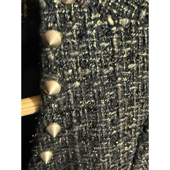 Gold Metallic Studded Tweed Jacket ÉPIQUE MOI gold cropped Size M EUC - Picture 3 of 4